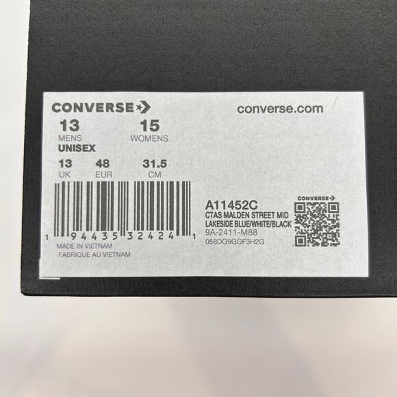Converse CTAS Malden Street Mid Shoes Mens 13 Womens 15 Lakeside Blue A11452C main image 7